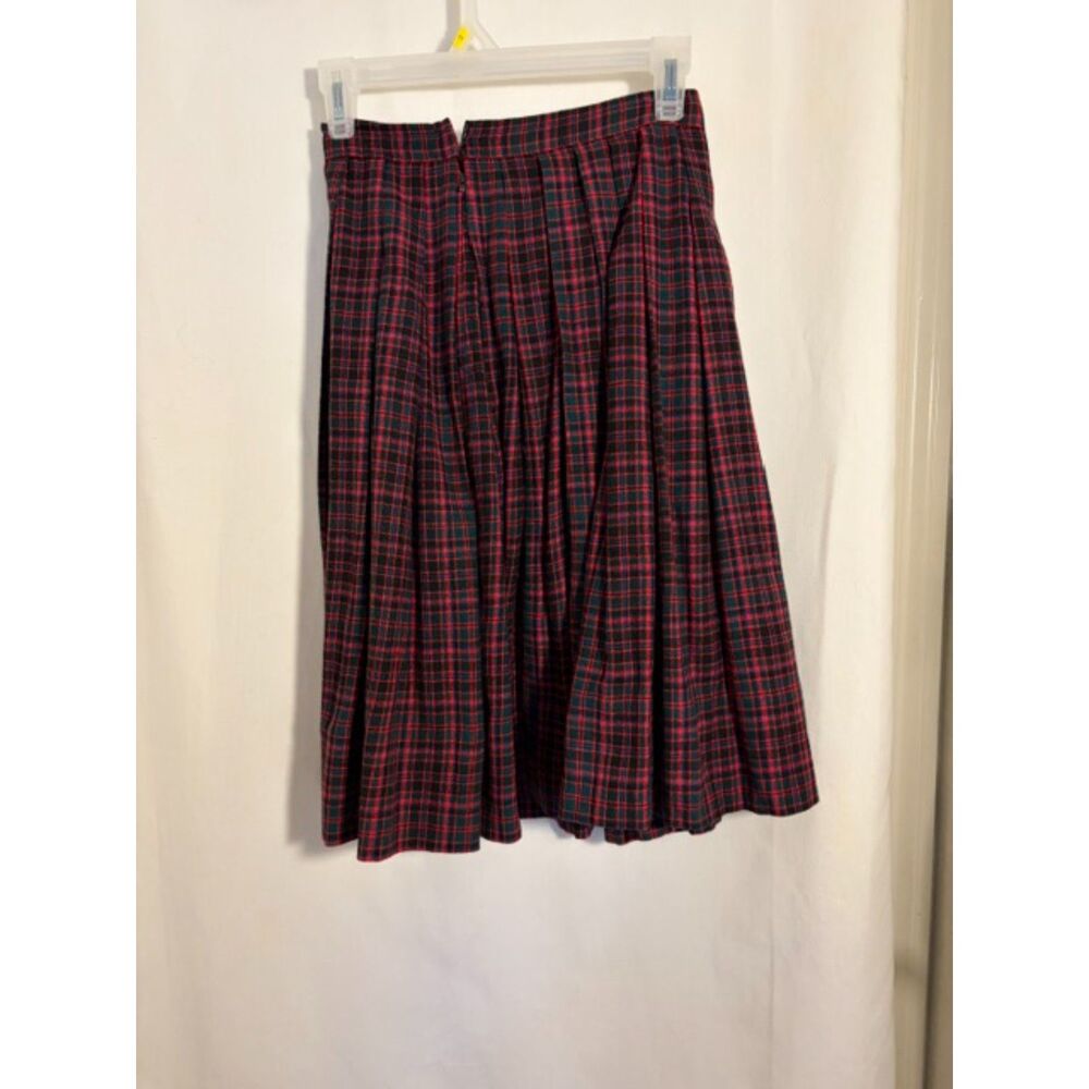 Vintage Red Green Plaid Pleated Skirt – Schoolgirl Tartan Style waist 24"
